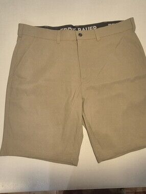 Eddie Bauer Tan Flat-Front Men's Shorts